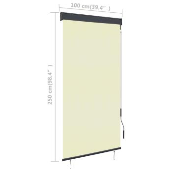 Außenrollo 100 x 250 cm Cremeweiß