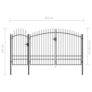 Gartentor Stahl 2,45x4 m Schwarz