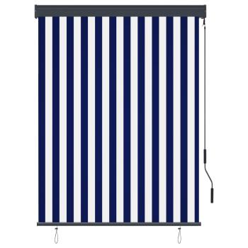 Außenrollo 120 x 250 cm Blau und Weiß