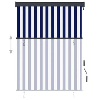 Außenrollo 120 x 250 cm Blau und Weiß