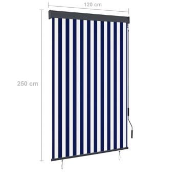 Außenrollo 120 x 250 cm Blau und Weiß