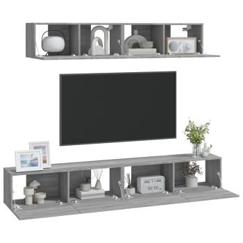 4-tlg. TV-Schrank-Set Grau Sonoma Holzwerkstoff