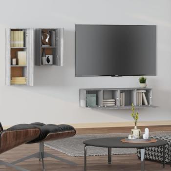 4-tlg. TV-Schrank-Set Grau Sonoma Holzwerkstoff