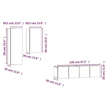 4-tlg. TV-Schrank-Set Grau Sonoma Holzwerkstoff