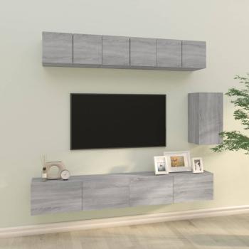 ARDEBO.de - 6-tlg. TV-Schrank-Set Grau Sonoma Holzwerkstoff
