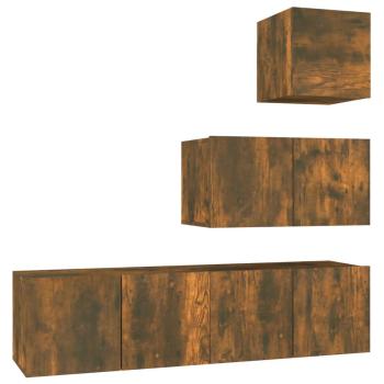 4-tlg. TV-Schrank-Set Räuchereiche Holzwerkstoff