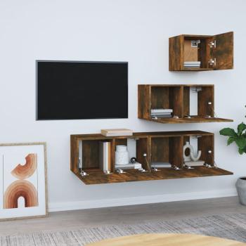 4-tlg. TV-Schrank-Set Räuchereiche Holzwerkstoff