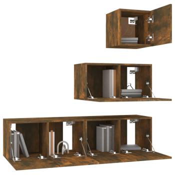 4-tlg. TV-Schrank-Set Räuchereiche Holzwerkstoff