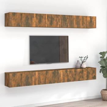 ARDEBO.de - 8-tlg. TV-Schrank-Set Räuchereiche 60x30x30 cm Holzwerkstoff