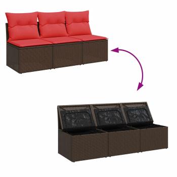 ARDEBO.de - Gartensofa mit Kissen 3-Sitzer Braun Poly Rattan