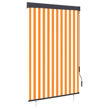 ARDEBO.de - Außenrollo 120 x 250 cm Weiß und Orange