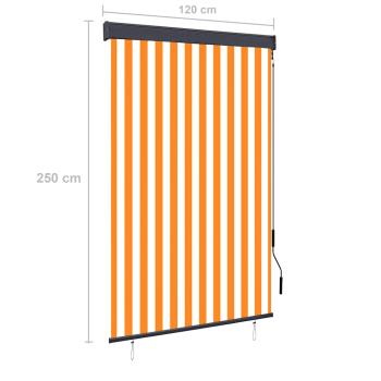 Außenrollo 120 x 250 cm Weiß und Orange