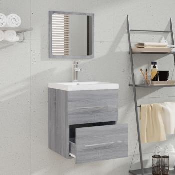 Badschrank mit Spiegel Grau Sonoma 41x38,5x48 cm
