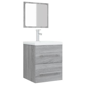 Badschrank mit Spiegel Grau Sonoma 41x38,5x48 cm