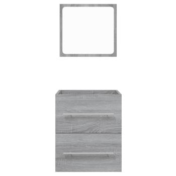 Badschrank mit Spiegel Grau Sonoma 41x38,5x48 cm