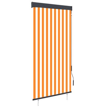 ARDEBO.de - Außenrollo 100 x 250 cm Weiß und Orange