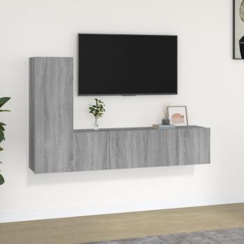 ARDEBO.de - 3-tlg. TV-Schrank-Set Grau Sonoma Holzwerkstoff