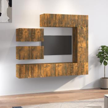 ARDEBO.de - 8-tlg. TV-Schrank-Set Räuchereiche Holzwerkstoff