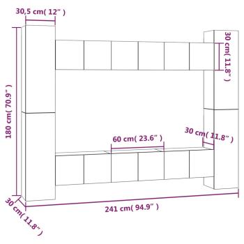 10-tlg. TV-Schrank-Set Räuchereiche Holzwerkstoff
