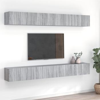 ARDEBO.de - 8-tlg. TV-Schrank-Set Grau Sonoma 60x30x30 cm Holzwerkstoff