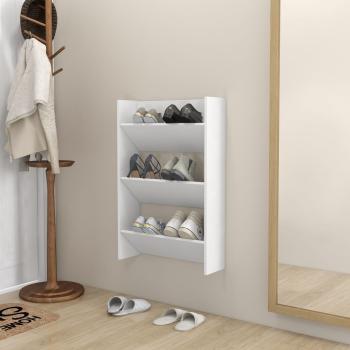 ARDEBO.de - Wand-Schuhschrank Weiß 60x18x90 cm Holzwerkstoff
