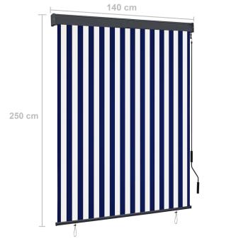 Außenrollo 140x250 cm Blau und Weiß