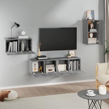 4-tlg. TV-Schrank-Set Grau Sonoma Holzwerkstoff
