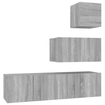 4-tlg. TV-Schrank-Set Grau Sonoma Holzwerkstoff