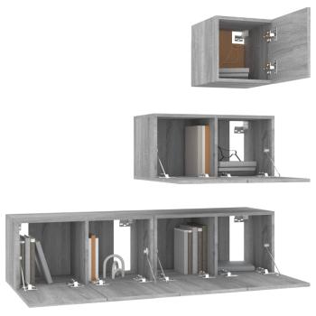 4-tlg. TV-Schrank-Set Grau Sonoma Holzwerkstoff