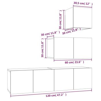 4-tlg. TV-Schrank-Set Grau Sonoma Holzwerkstoff