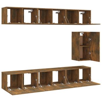 7-tlg. TV-Schrank-Set Räuchereiche Holzwerkstoff