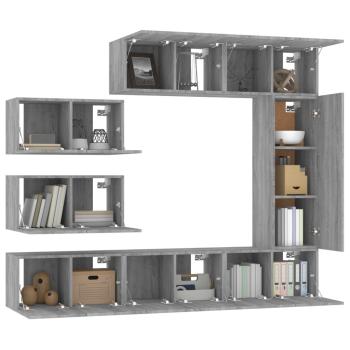 8-tlg. TV-Schrank-Set Grau Sonoma Holzwerkstoff