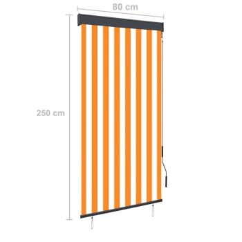 Außenrollo 80 x 250 cm Weiß und Orange