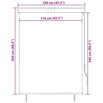 Außenrollo 120 x 250 cm Orange und Braun