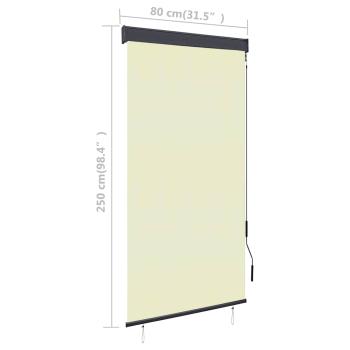 Außenrollo 80 x 250 cm Cremeweiß