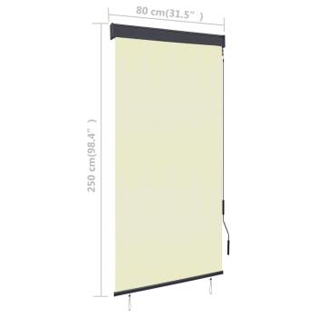 Außenrollo 80 x 250 cm Cremeweiß