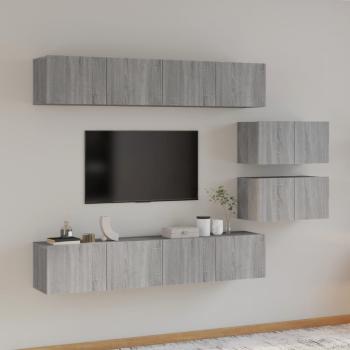 ARDEBO.de - 6-tlg. TV-Schrank-Set Grau Sonoma Holzwerkstoff