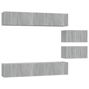 6-tlg. TV-Schrank-Set Grau Sonoma Holzwerkstoff