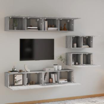 6-tlg. TV-Schrank-Set Grau Sonoma Holzwerkstoff