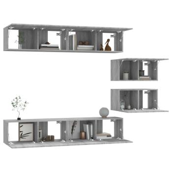 6-tlg. TV-Schrank-Set Grau Sonoma Holzwerkstoff