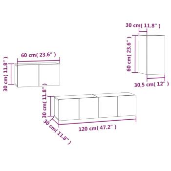 4-tlg. TV-Schrank-Set Räuchereiche Holzwerkstoff