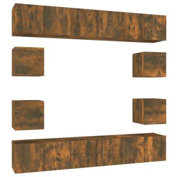 10-tlg. TV-Schrank-Set Räuchereiche Holzwerkstoff