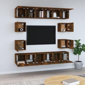 10-tlg. TV-Schrank-Set Räuchereiche Holzwerkstoff