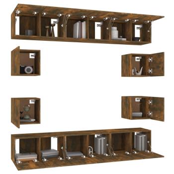 10-tlg. TV-Schrank-Set Räuchereiche Holzwerkstoff