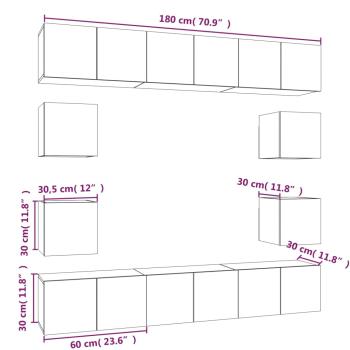 10-tlg. TV-Schrank-Set Räuchereiche Holzwerkstoff