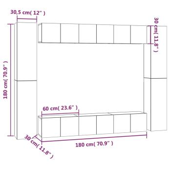 10-tlg. TV-Schrank-Set Räuchereiche Holzwerkstoff