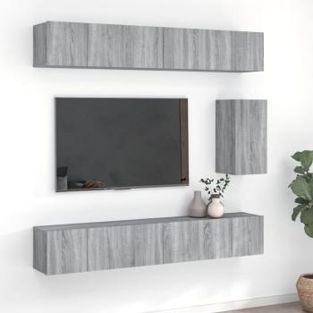 ARDEBO.de - 7-tlg. TV-Schrank-Set Grau Sonoma Holzwerkstoff