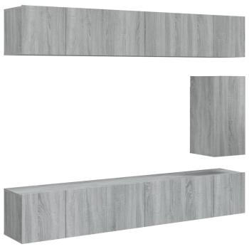 7-tlg. TV-Schrank-Set Grau Sonoma Holzwerkstoff