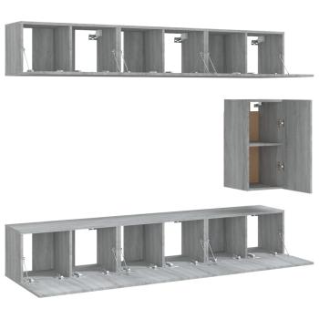 7-tlg. TV-Schrank-Set Grau Sonoma Holzwerkstoff