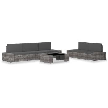 ARDEBO.de - 6-tlg. Garten-Lounge-Set Poly Rattan Grau